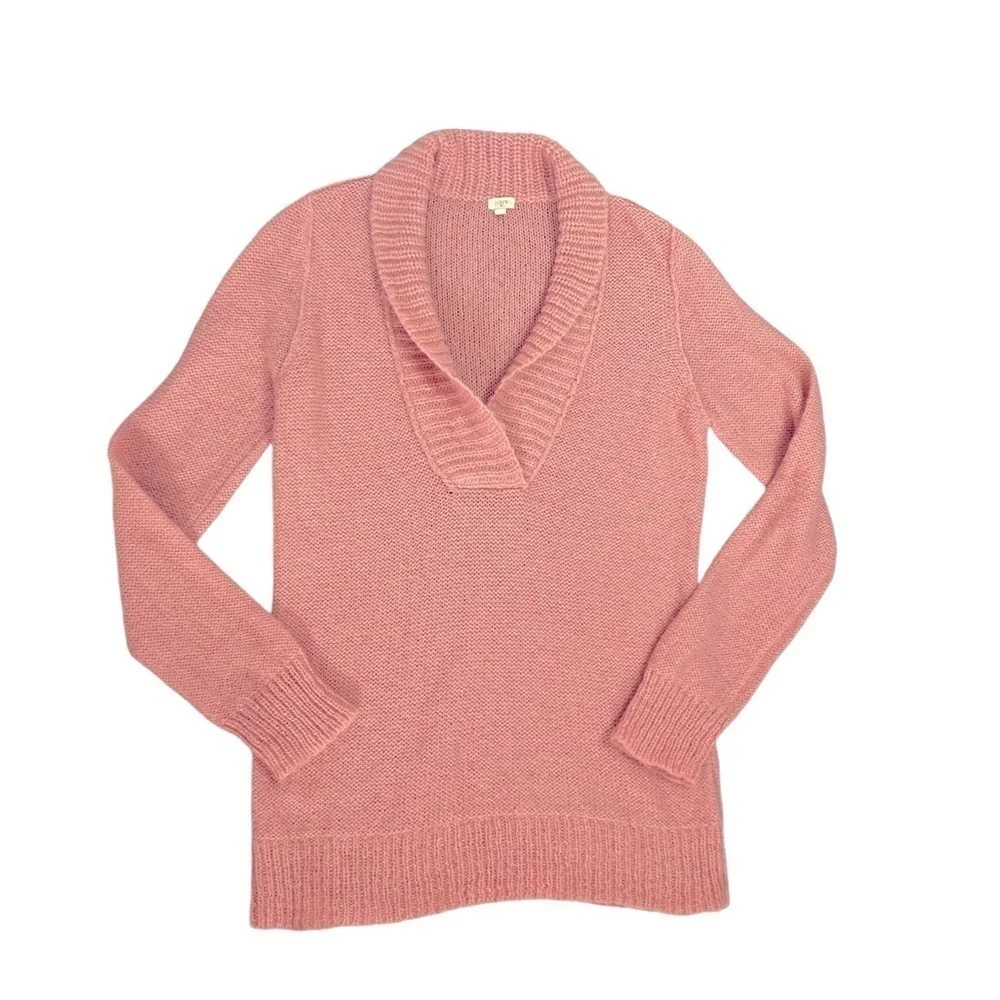 J. Crew Blush Pink Mohair Wool Blend Dolce Shawl Collar Sweater Women’s Sz Med